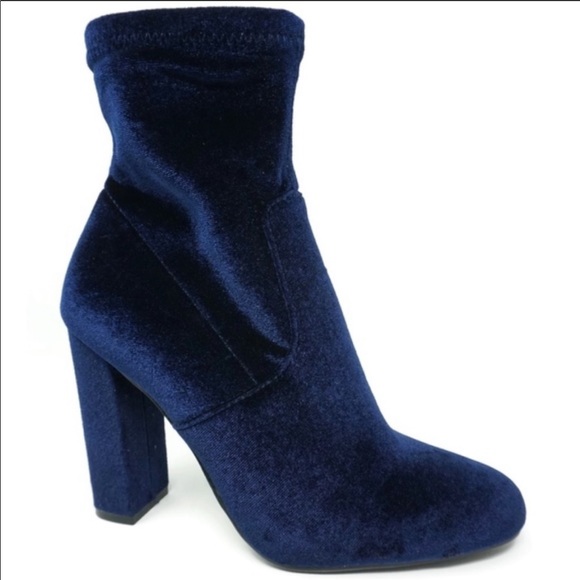 Steve Madden Edit Blue Velvet Ankle Zip Up Boots - Picture 2 of 8